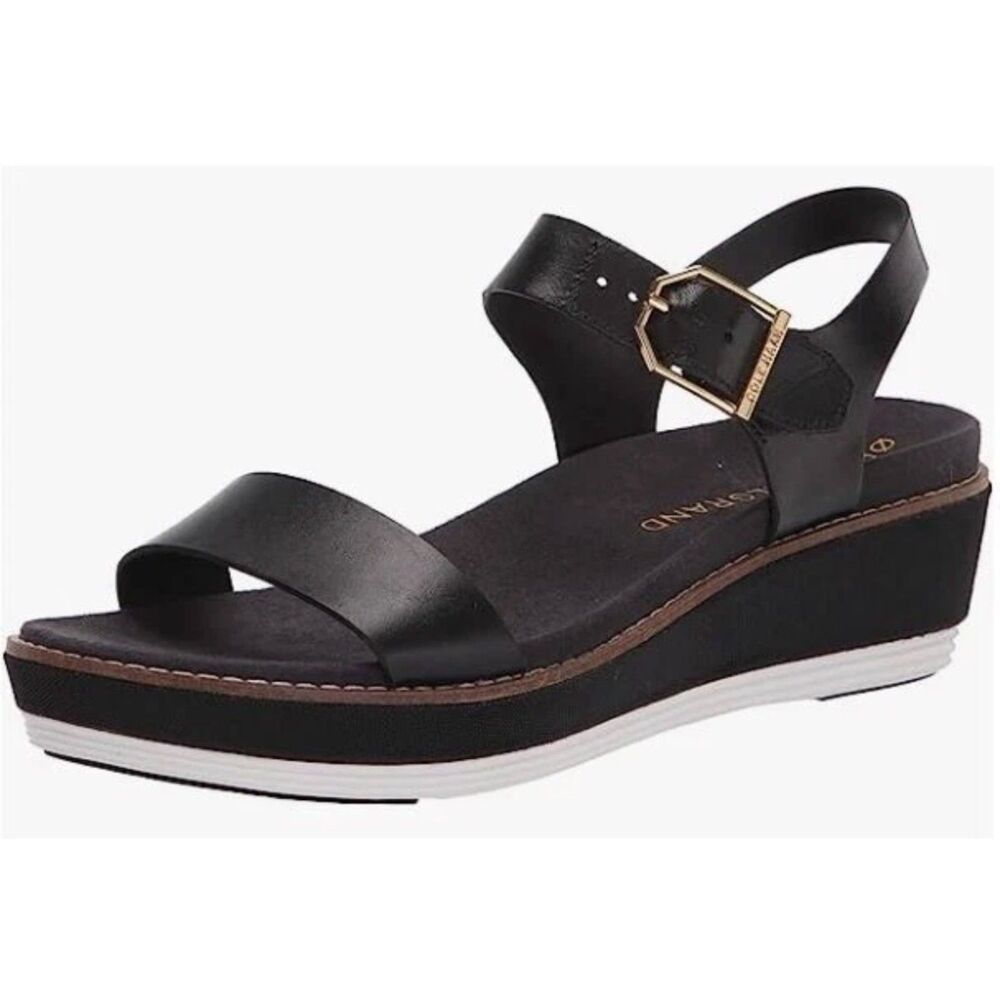 COLE HAAN Original Grand Flatform Wedge Sandal, Black Leather, Sz 11B